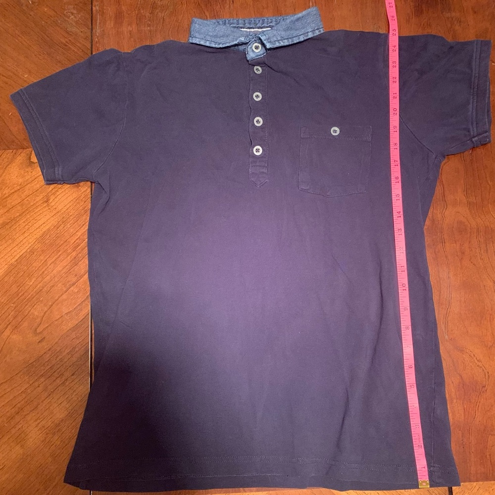 Mens’ Midnight Blue Brave Soul London Polo/Collared Shirt (Size: L)